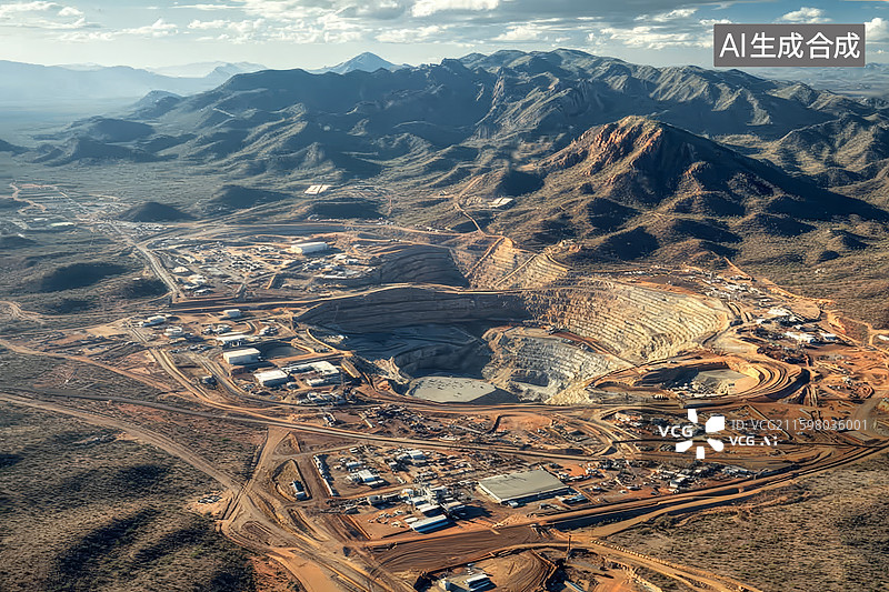 【AI数字艺术】稀土采矿场景插画图片素材