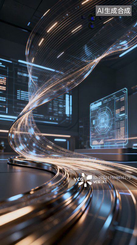【AI数字艺术】光影数据中心科幻背景图图片素材