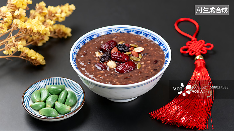 【AI数字艺术】腊八节，腊八粥，中国传统美食，腊月，新春图片素材