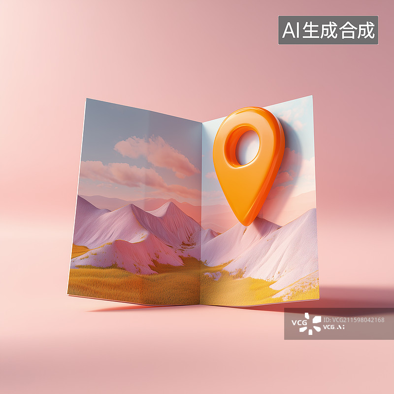 【AI数字艺术】卡通折叠地图图标图片素材