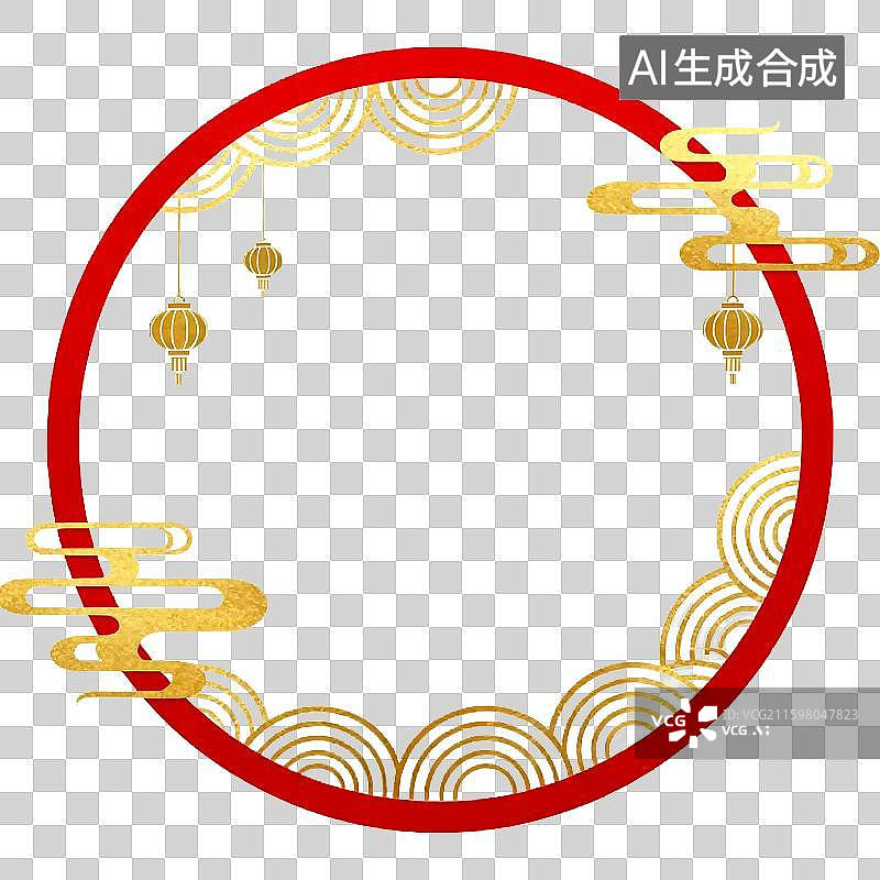 【AI数字艺术】红色圆形节日装饰边框图片素材
