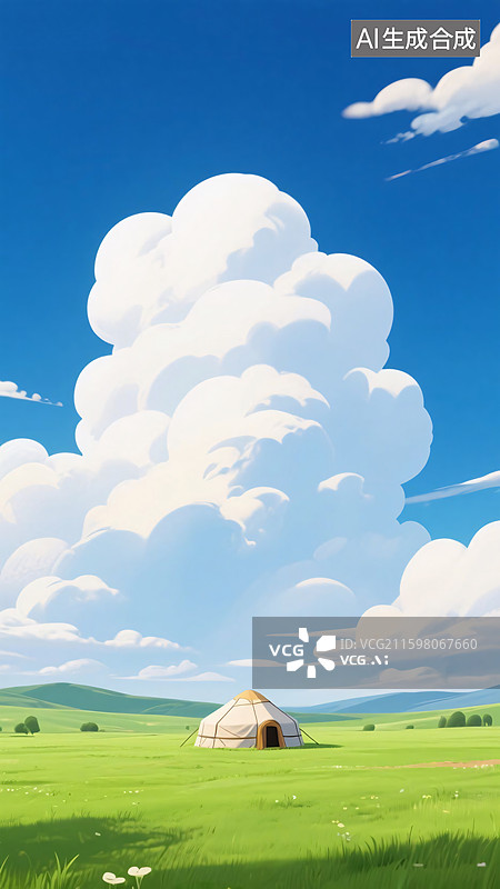 【AI数字艺术】草原上的蒙古包图片素材