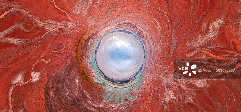 辽阳尾矿湖航拍球形全景图图片素材