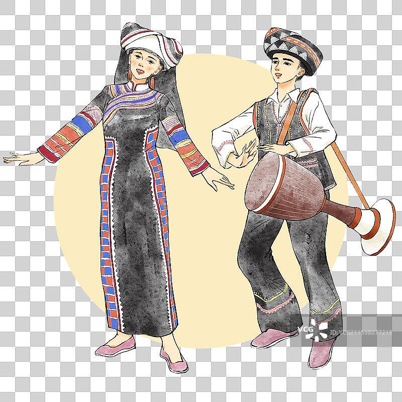 56民族，云南少数民族拉祜族。图片素材