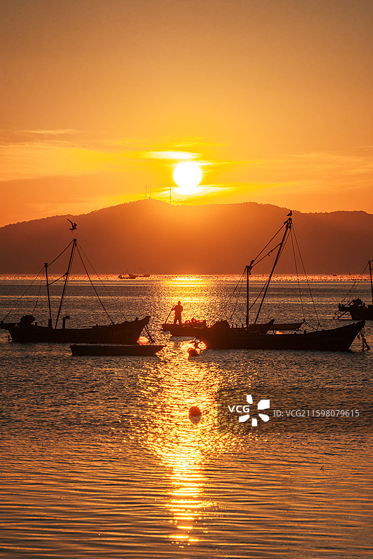蓬莱 大黑山岛砣尾滩风景区 日出图片素材