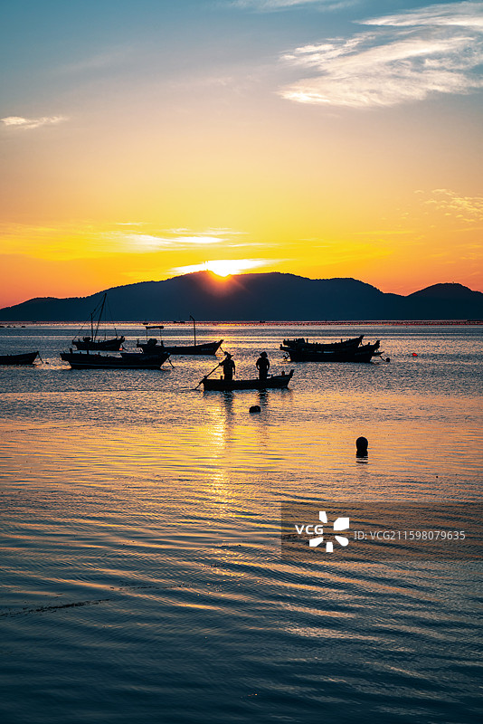蓬莱 大黑山岛砣尾滩风景区 日出图片素材