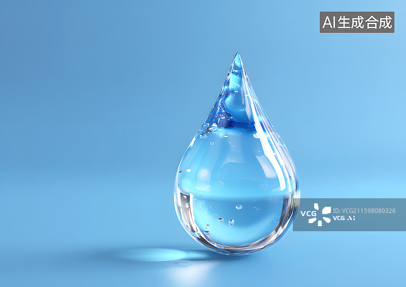 【AI数字艺术】一滴蓝色的水珠图片素材