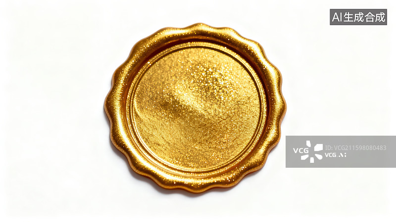 【AI数字艺术】白色背景下的金色火漆印章图案图片素材