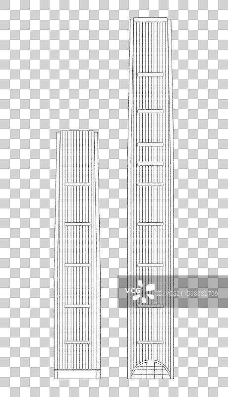 贵阳国际金融中心双子塔线稿图片素材