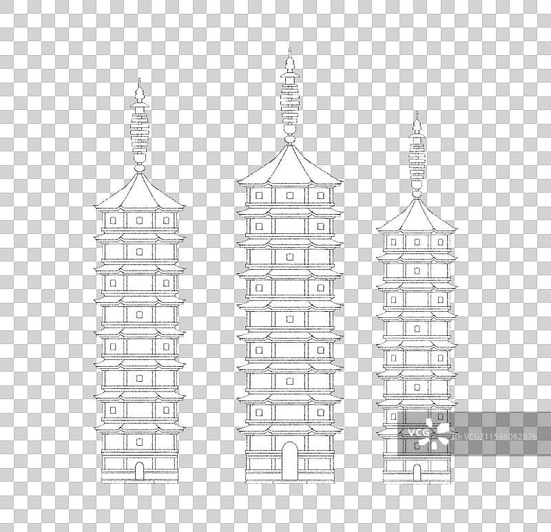 嘉兴三塔线稿图片素材