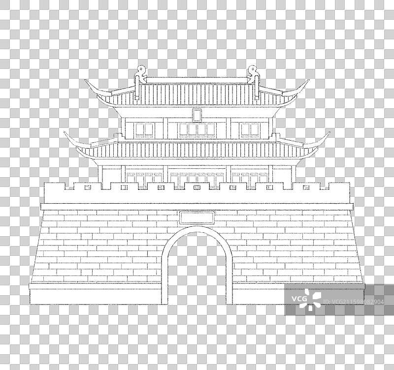 金华保宁门线稿图片素材