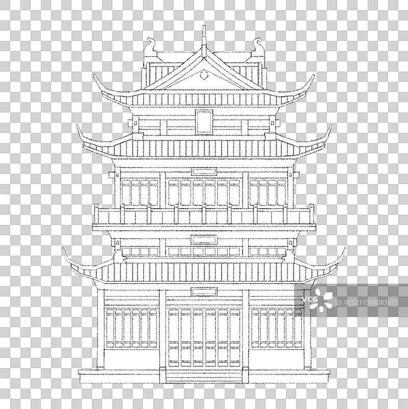 无锡崇安寺线稿图片素材