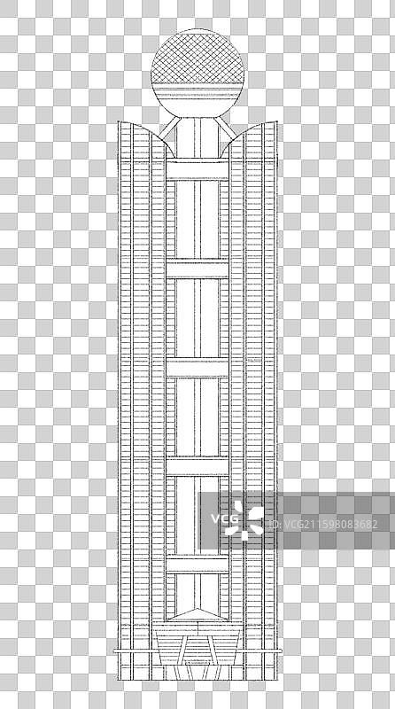 无锡华西村龙希大厦线稿图片素材
