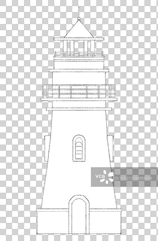 珠海爱情邮局灯塔线稿图片素材