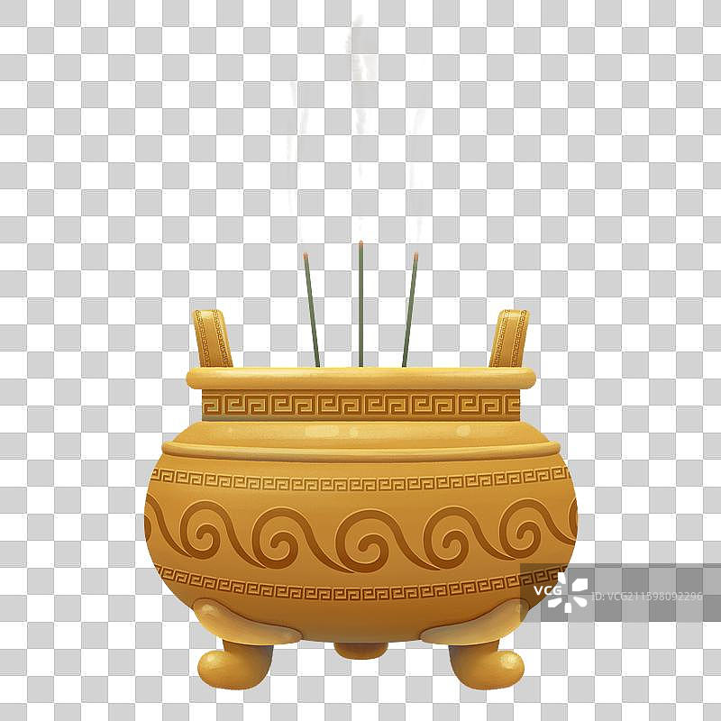 三足焚香铜香炉图片素材