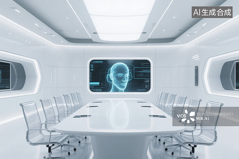 【AI数字艺术】未来科技会议室场景图片素材