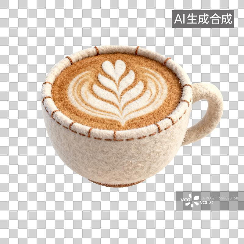 【AI数字艺术】毛毡杯中的拿铁拉花图片素材