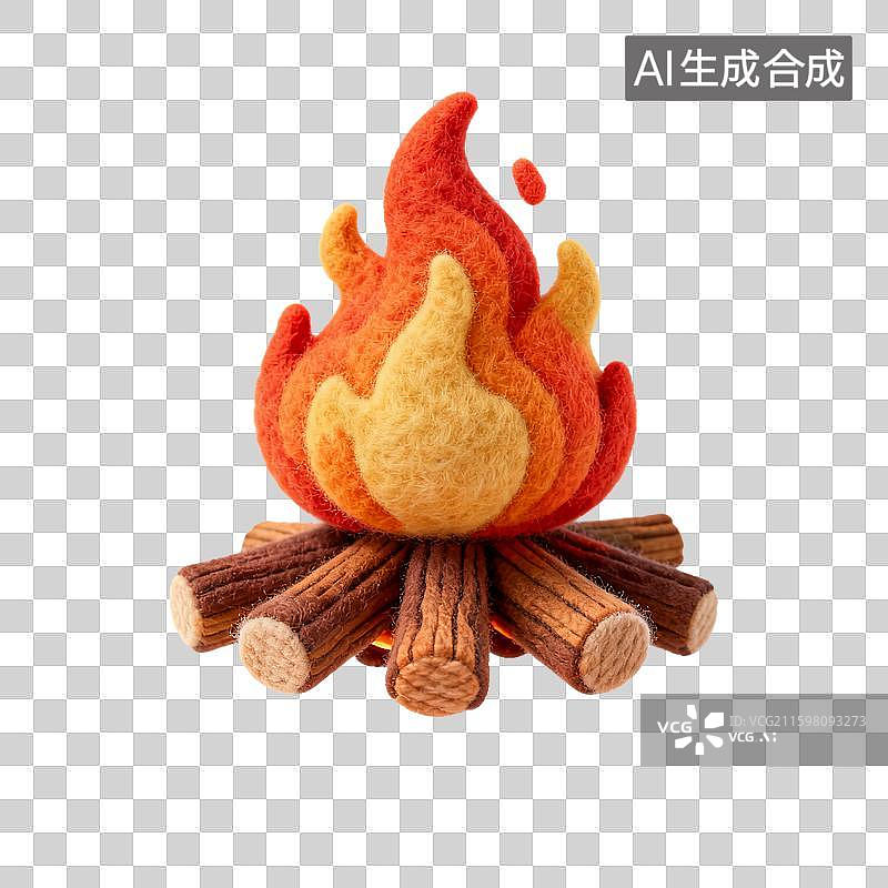 【AI数字艺术】手工毛毡制作的篝火造型图片素材