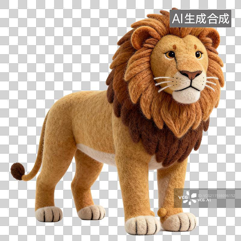 【AI数字艺术】手工毛毡制作的狮子图片素材