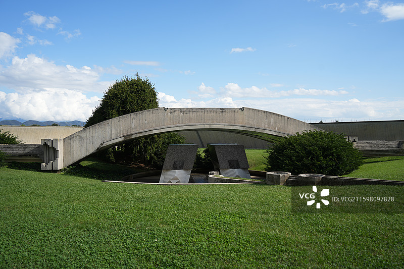 卡洛·斯卡帕设计的布里昂家族墓地建筑细节航拍图片素材