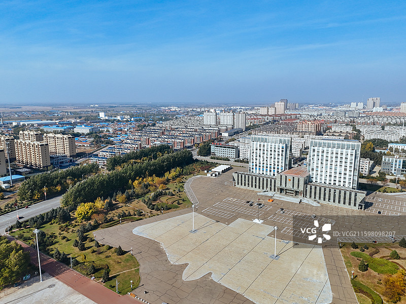 富裕县 人才公园 富裕镇 城市  航拍图片素材