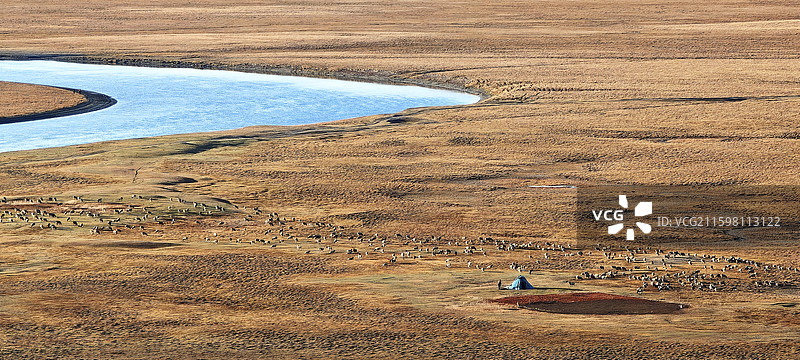 巴音布鲁克天鹅湖风景区的牧民生活，新疆图片素材