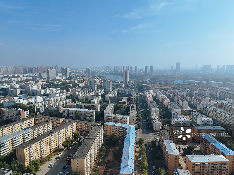 齐齐哈尔 龙沙区 龙沙公园 和平广场 劳动湖 航拍图片素材