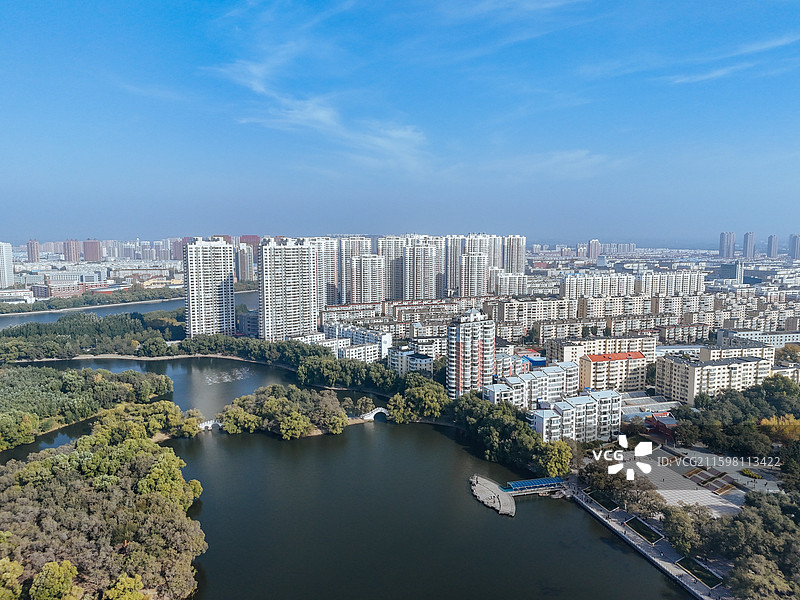 齐齐哈尔 龙沙区 龙沙公园 和平广场 劳动湖 航拍图片素材