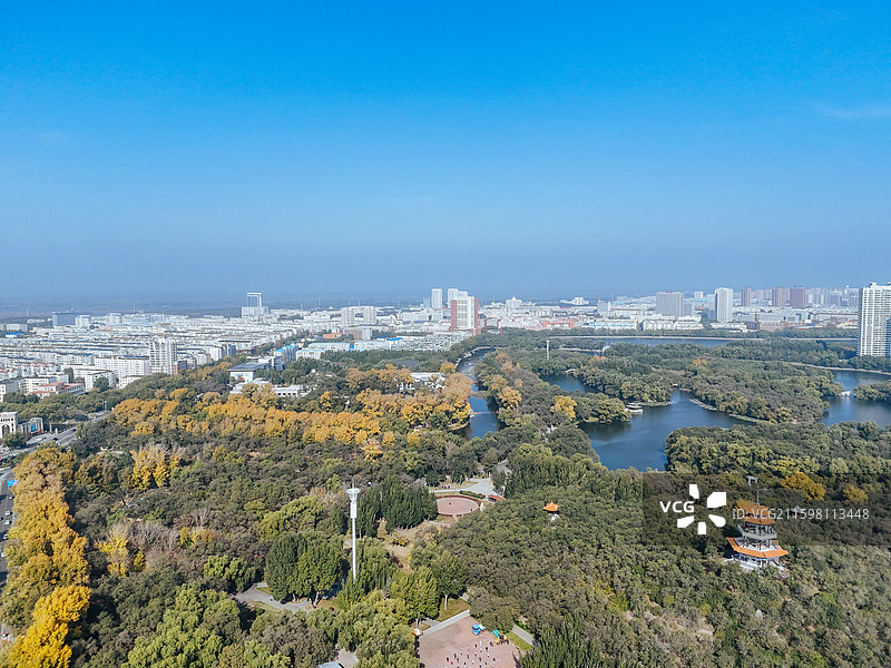 齐齐哈尔 龙沙区 龙沙公园 和平广场 劳动湖 航拍图片素材