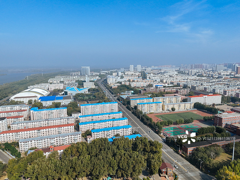 齐齐哈尔 龙沙区 龙沙公园 和平广场 劳动湖 航拍图片素材