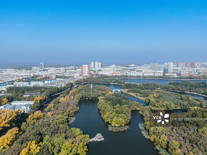 齐齐哈尔 龙沙区 龙沙公园 和平广场 劳动湖 航拍图片素材