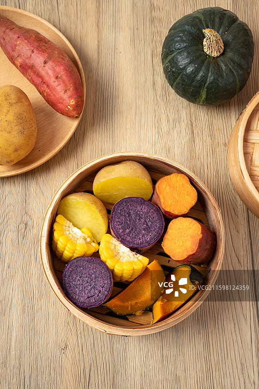 五谷丰登杂粮蒸笼图片素材