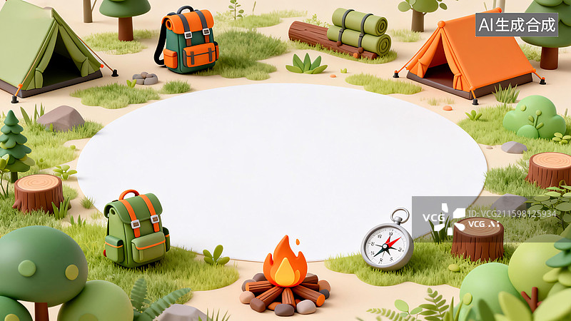 【AI数字艺术】露营主题模板背景图片素材
