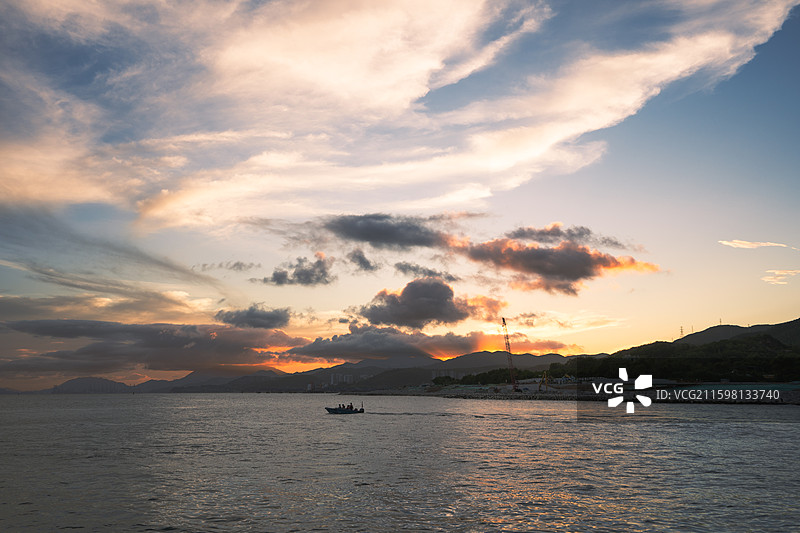 深圳沙鱼涌的日落海景图片素材