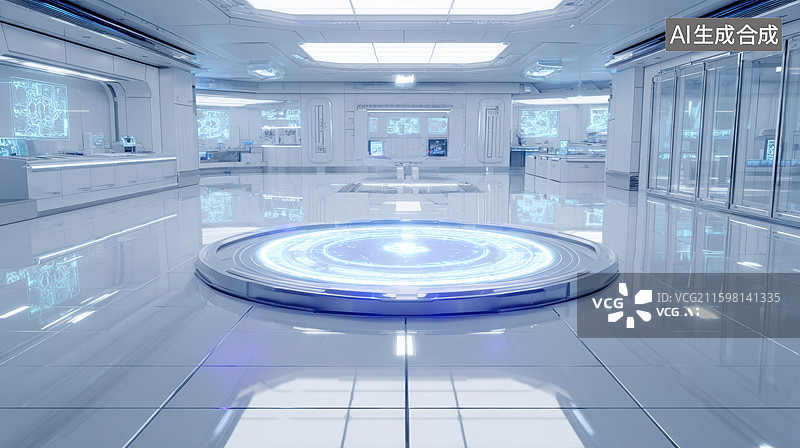 【AI数字艺术】未来科技实验室内部场景图片素材