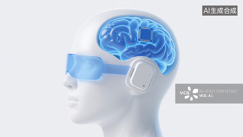 【AI数字艺术】3D三维VR眼镜虚拟角色元宇宙芯片人工智能机器人未来感图片素材