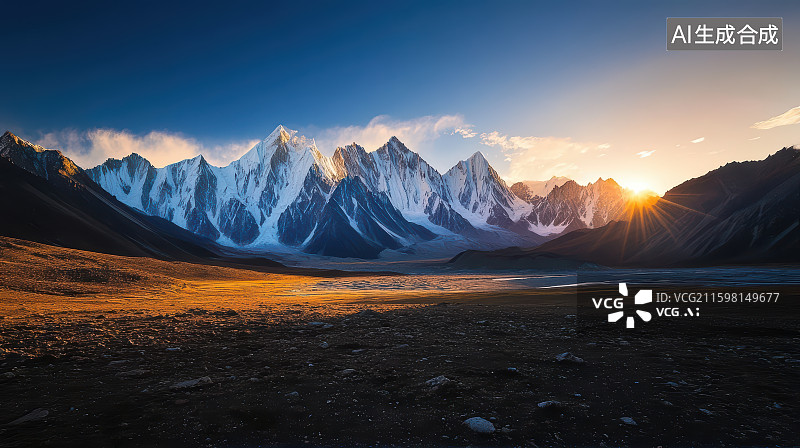 【AI数字艺术】高原雪山自然风光与荒漠地面图片素材