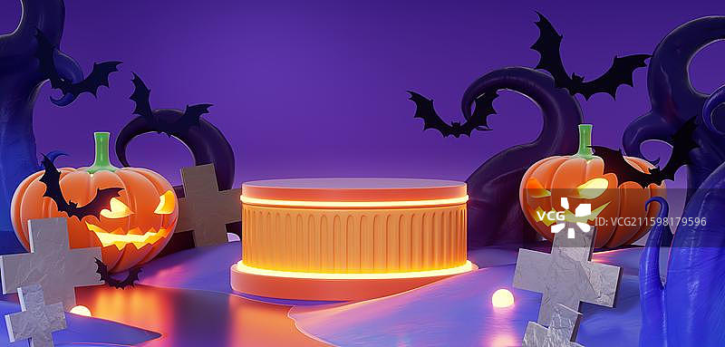 万圣节3D南瓜幽灵插画背景壁纸图片素材