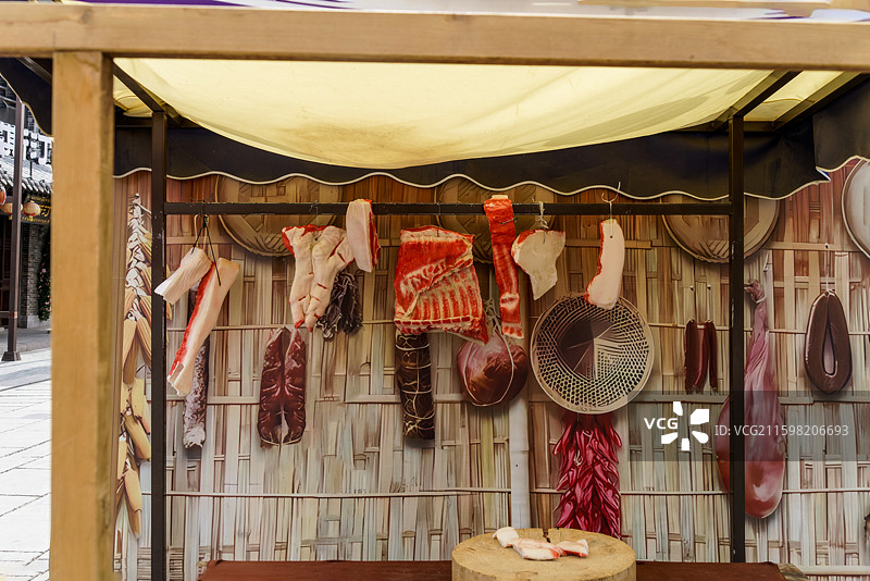 古代店铺模型，肉铺图片素材