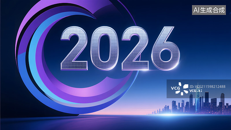 【AI数字艺术】2026年科技感数字与城市夜景图片素材
