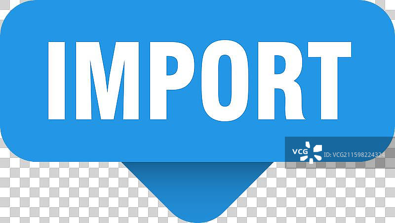 透明背景上的进口贴纸和进口标志图片素材