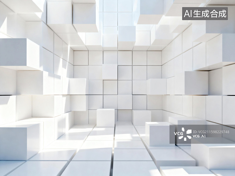 【AI数字艺术】立体方块空间背景图片素材