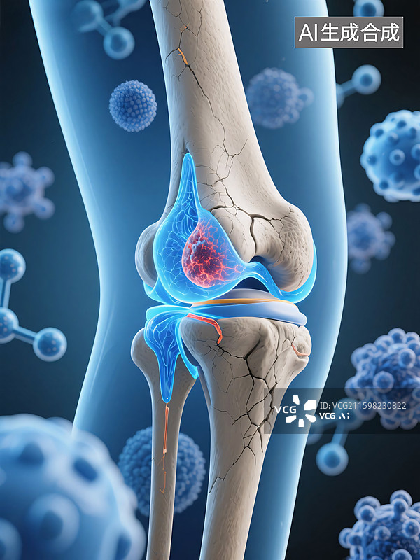 【AI数字艺术】膝关节炎症3D医疗图示图片素材