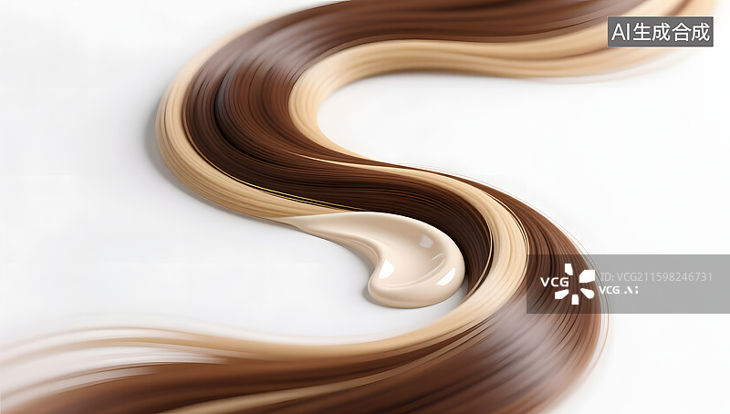 【AI数字艺术】棕金直发S形造型动感秀发图片素材