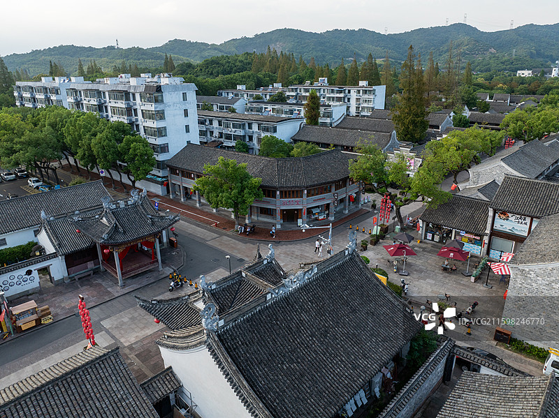 浙江宁波慈城古县城航拍图片素材