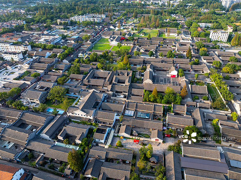 浙江宁波慈城古县城航拍图片素材