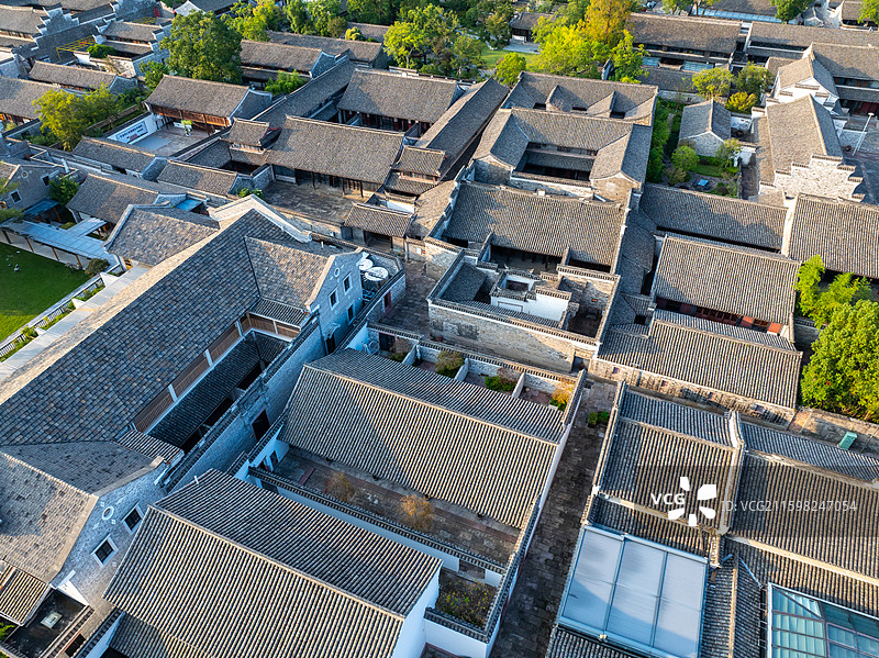 浙江宁波慈城古县城航拍图片素材