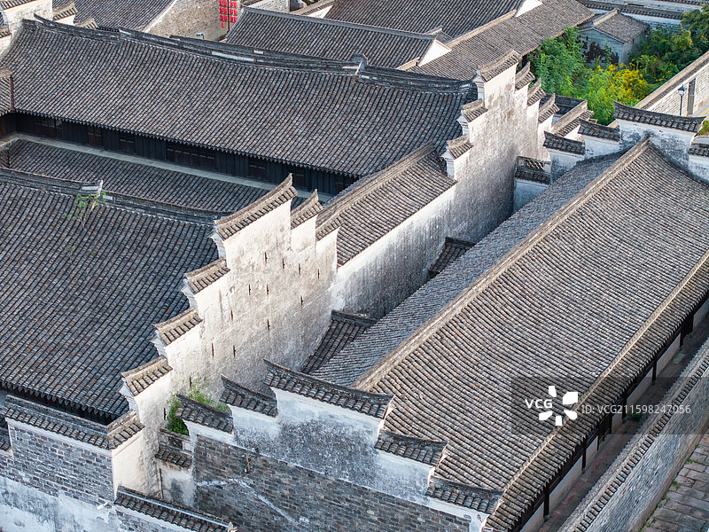 浙江宁波慈城古县城航拍图片素材