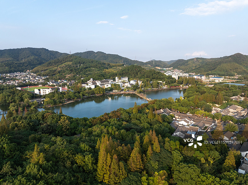 浙江宁波慈城古县城航拍图片素材