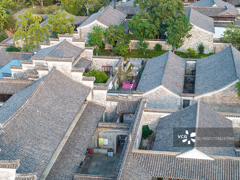 浙江宁波慈城古县城航拍图片素材